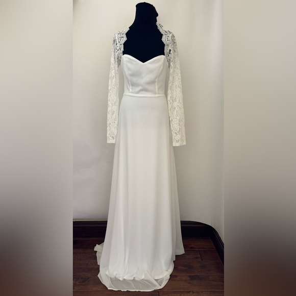 Lulus Promised Forever White Lace Long Sleeve Backless Maxi Dress, Size S, NWT - Picture 7 of 16